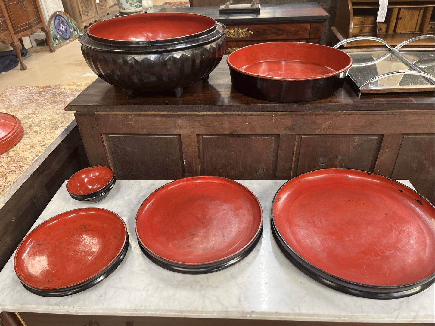 Black Burmese 6 Part Sectional Offering Temple Jar Trays Hsun Kwet BH13