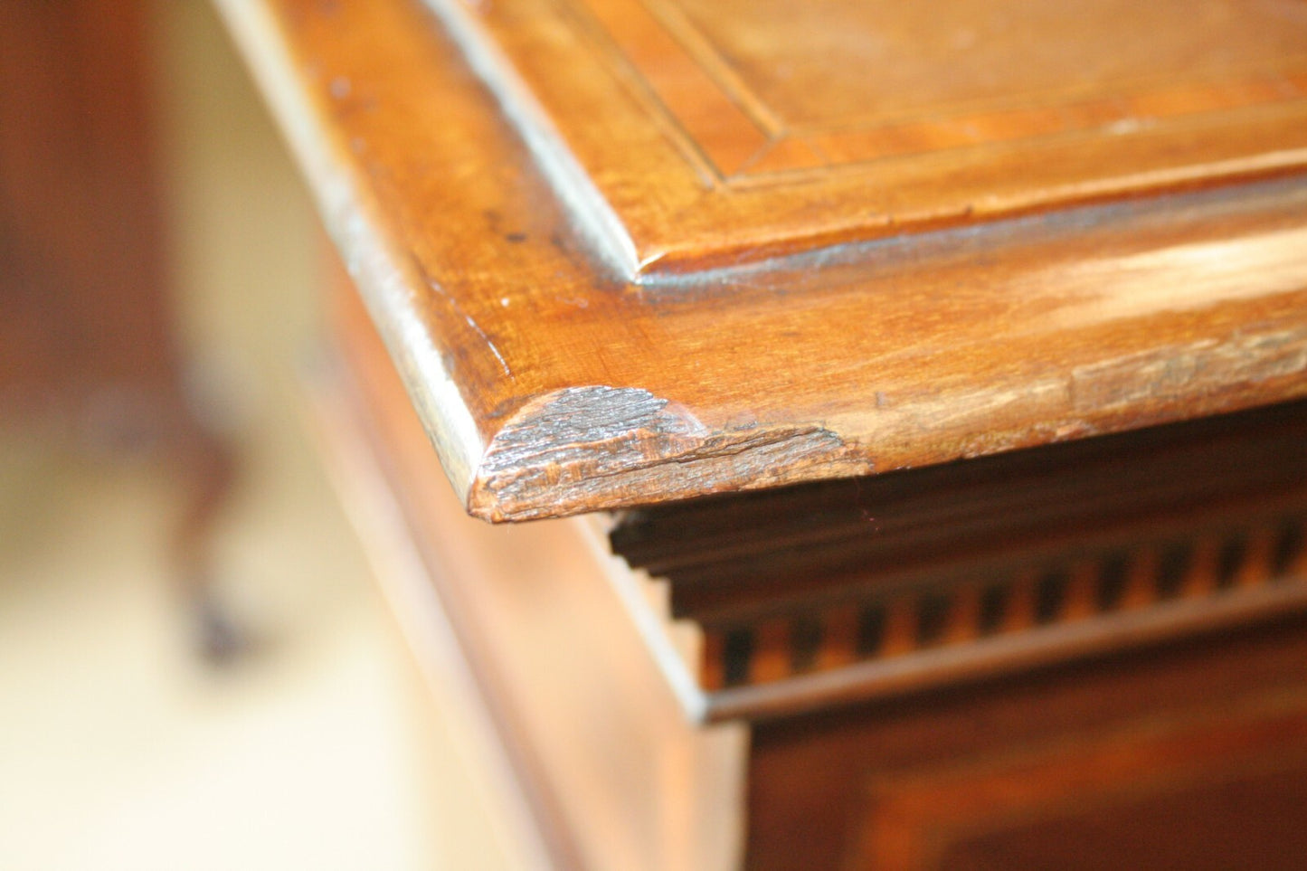 Antique Walnut French Pedestal Display Inlaid H 47" x 13.5" Square Top