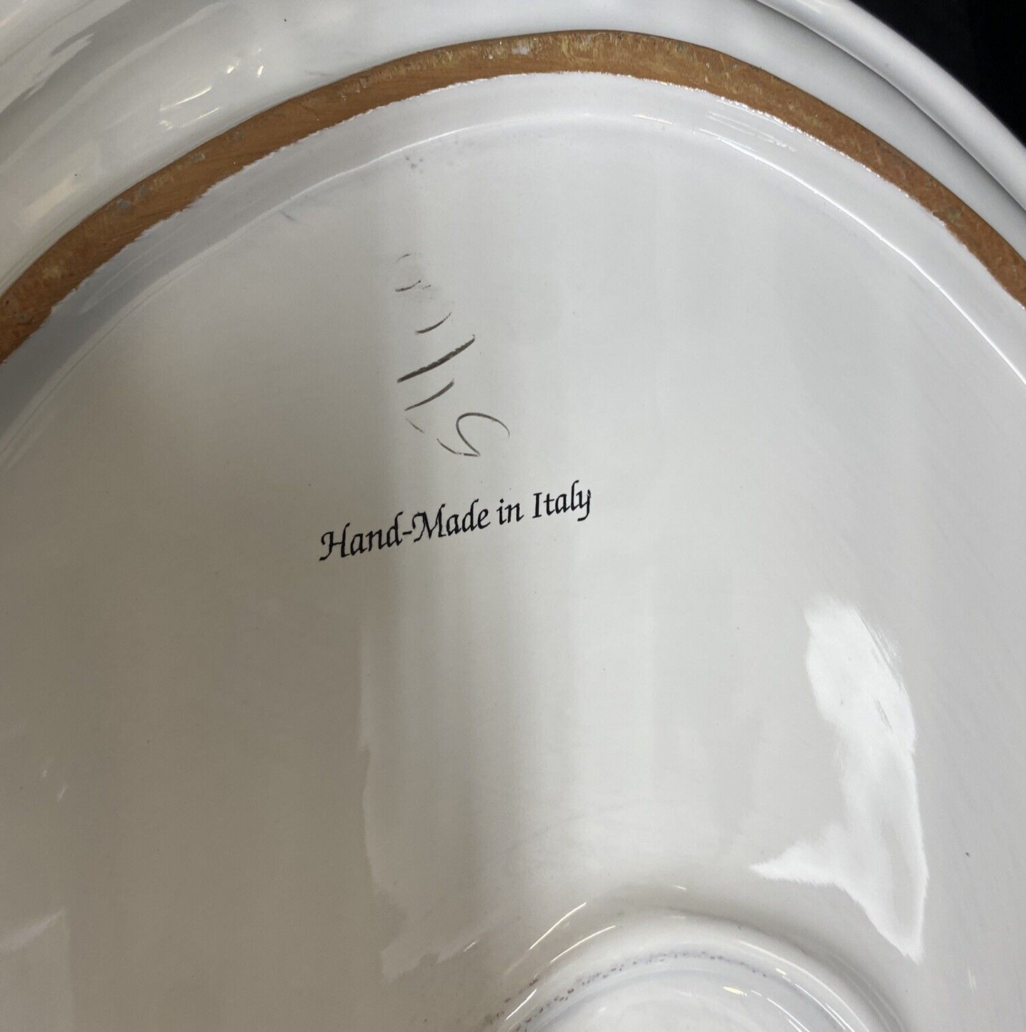 Large White Unmarked Seashell Rope Handle Serving Platter 57/60 Italy