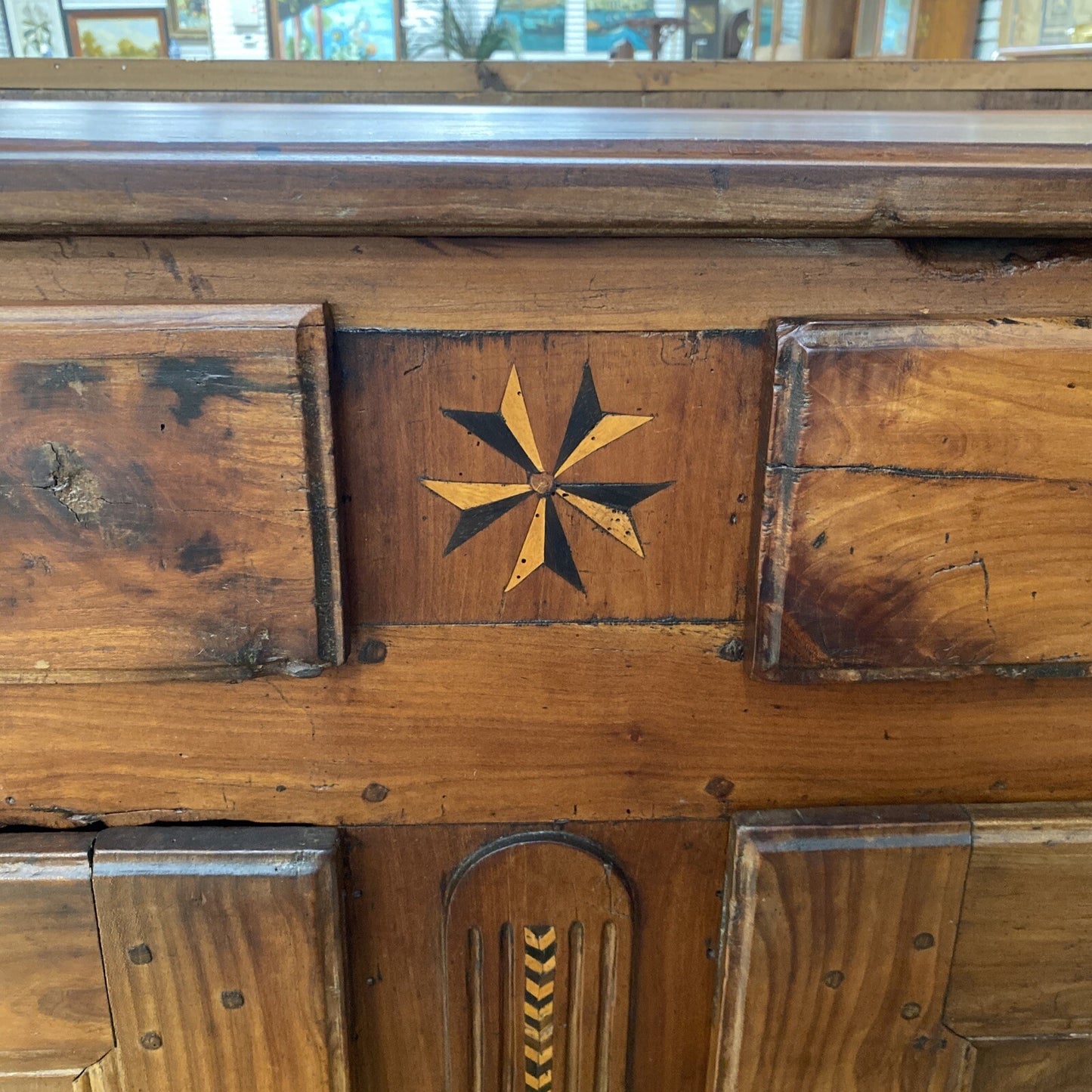 French Provincial Louis XV Inlaid Cherry Chest Commode Sideboard, 19th c. A11