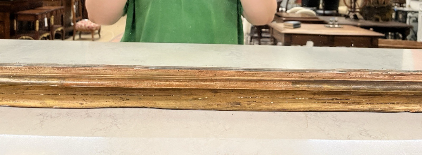 Antique Large Gilt Gold Over Mantle French Louis XVI Mirror 70" x 56"