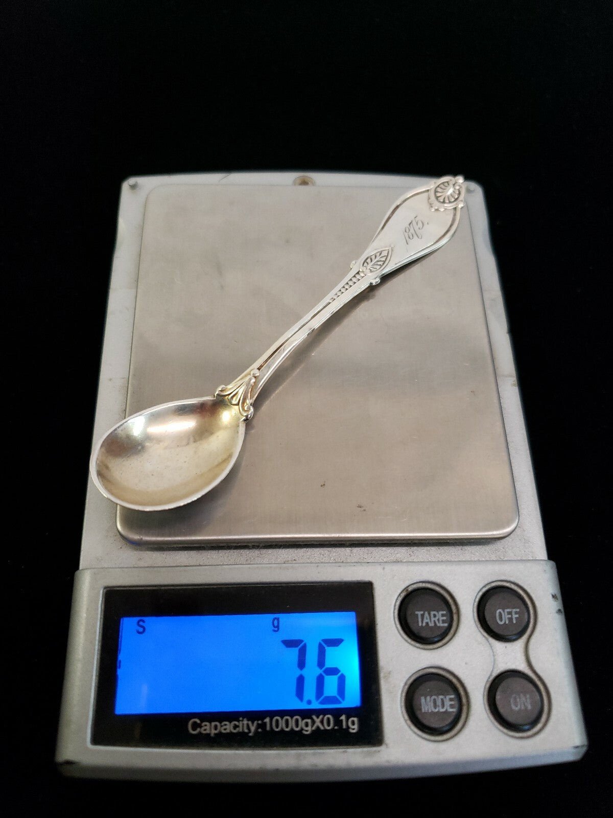 Armor by Whiting Pair Sterling Silver Salt Spoons Mono 1875 GW bowls