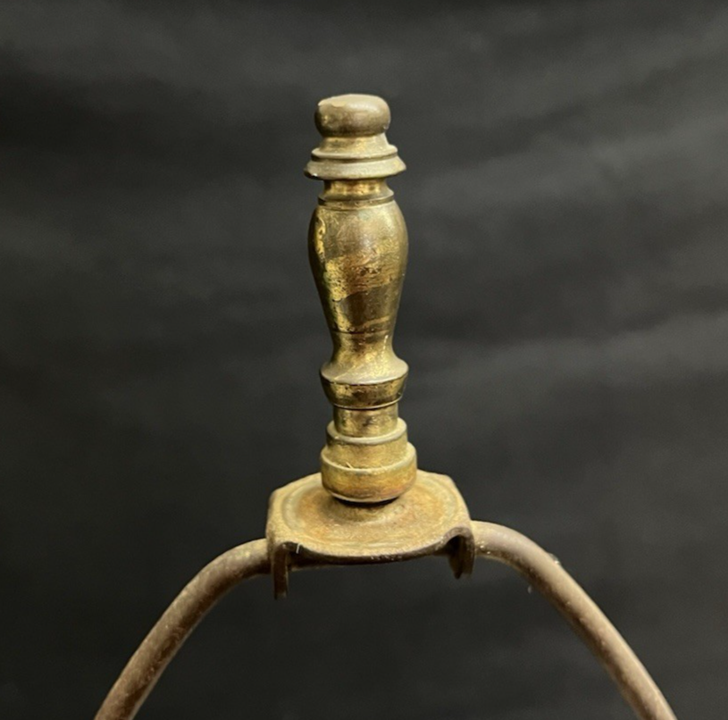 Vintage Capodimonte Porcelain Pierced Black & Gold Floral Lamp w/ Shade 26"