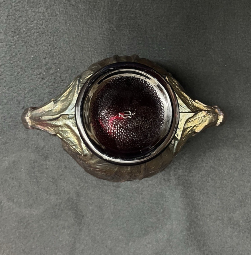 Vintage Imperial Glass Iridescent Everglade Sunset Ruby Red Creamer & Sugar