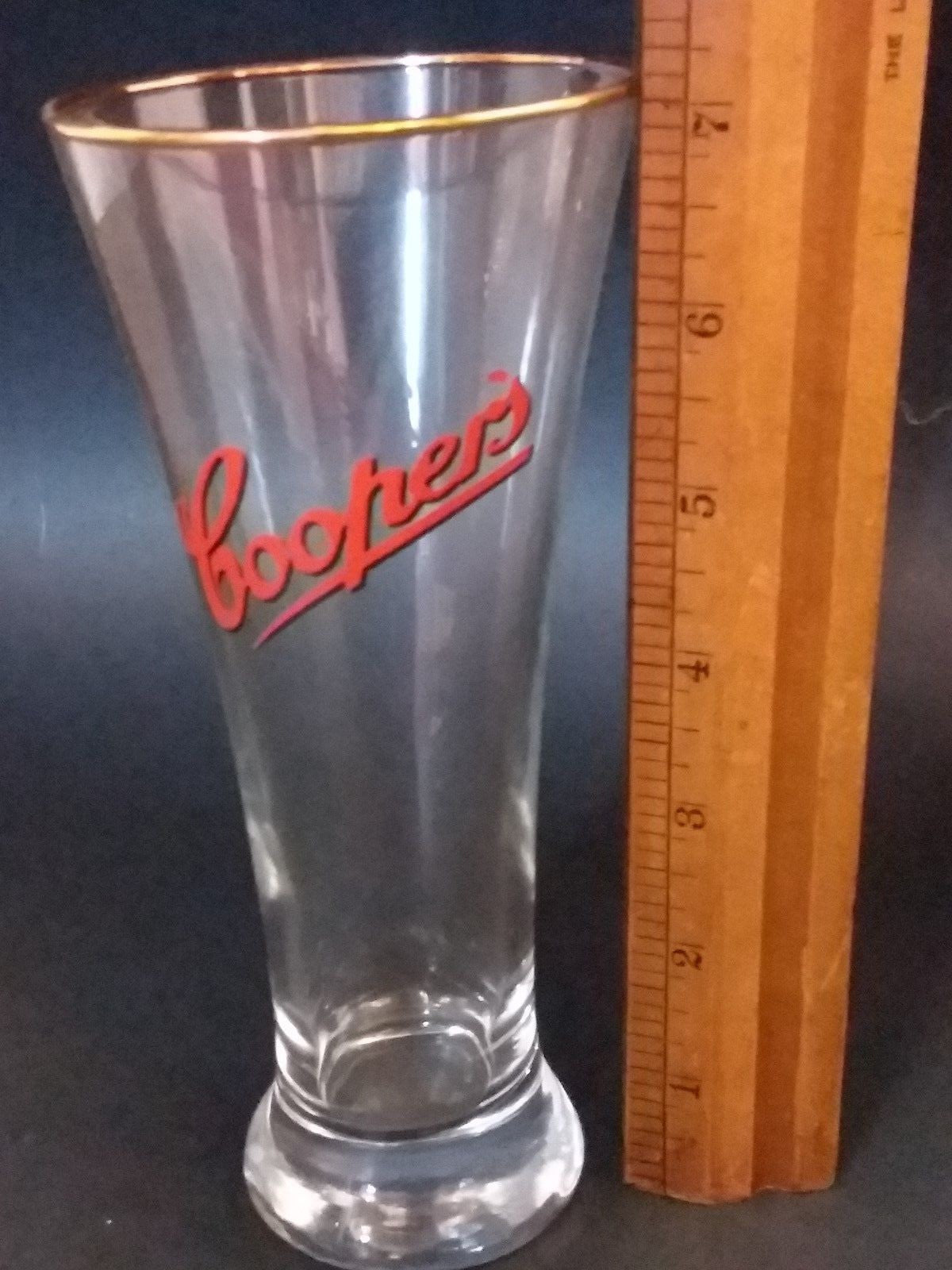 Cooper's Beer Glass - w/certificate from Gold rim 7''