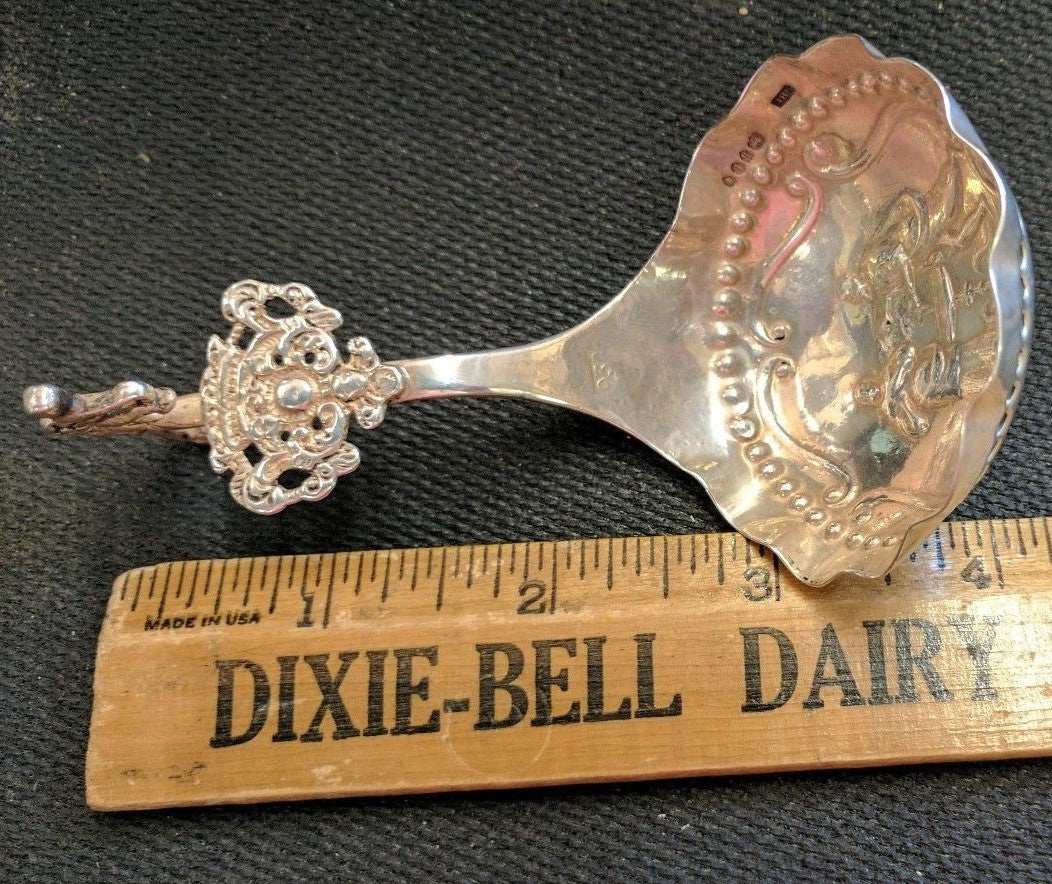 1892 Sterling Tea Caddy Spoon Dutch S B Landeck London Repousse Hallmarked