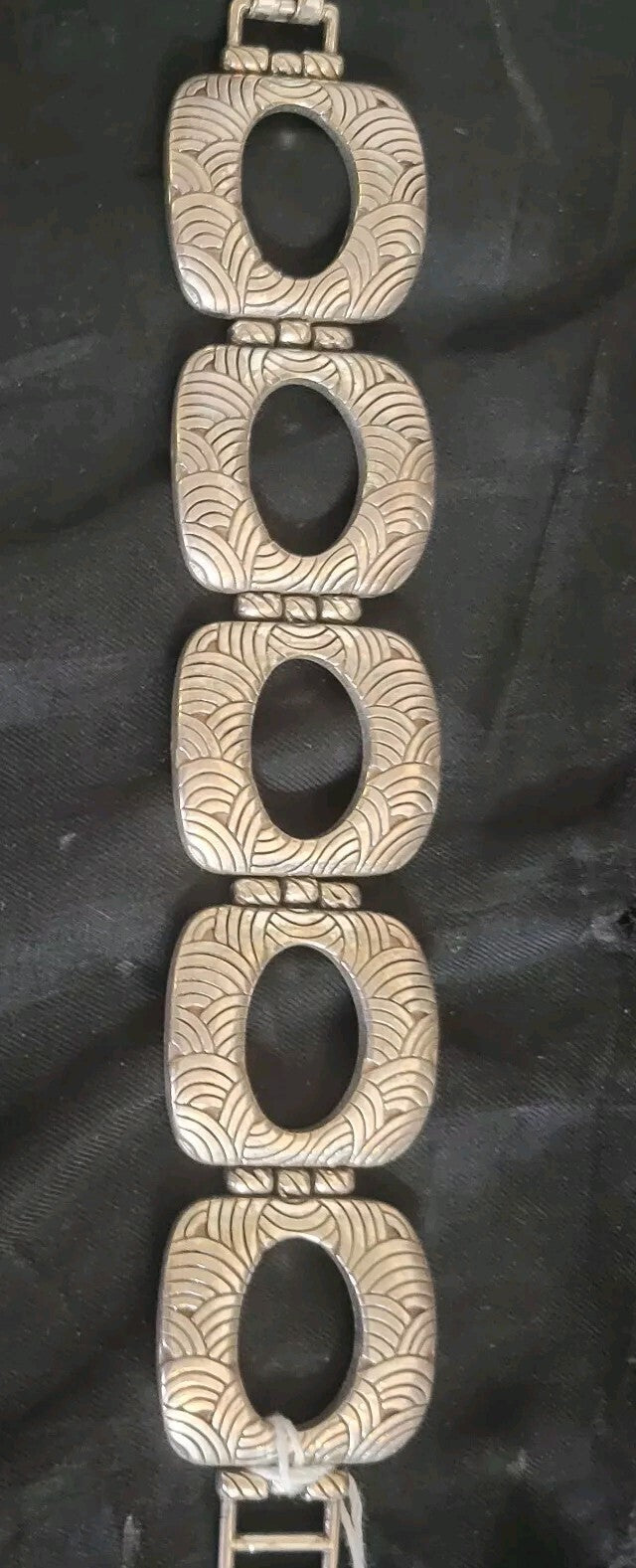 Brighton Vintage Link Silver Bracelet 7.25" signed Fold over clasp