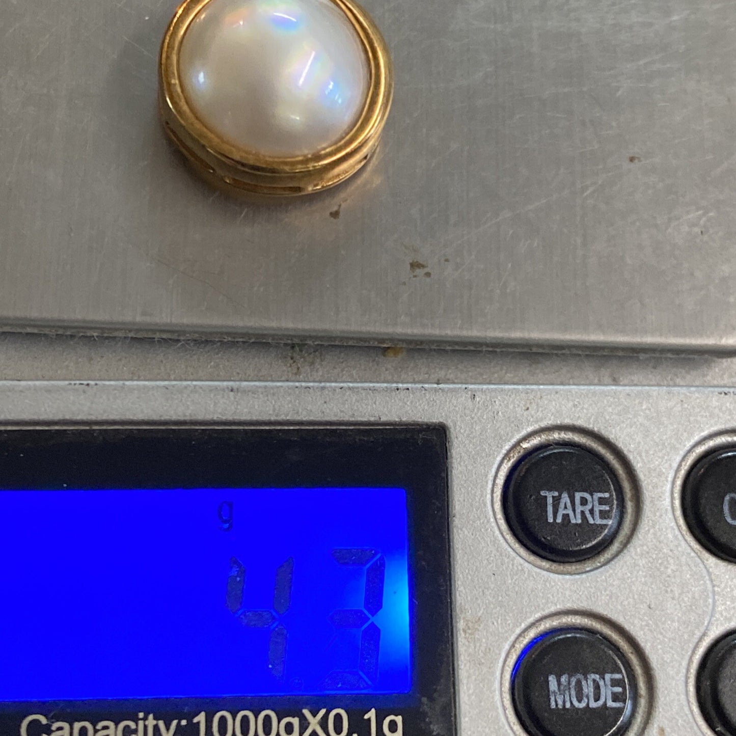 4.3g 14K Yellow Gold, Ruby & Pearl Pendant Necklace Drop 16.5mm