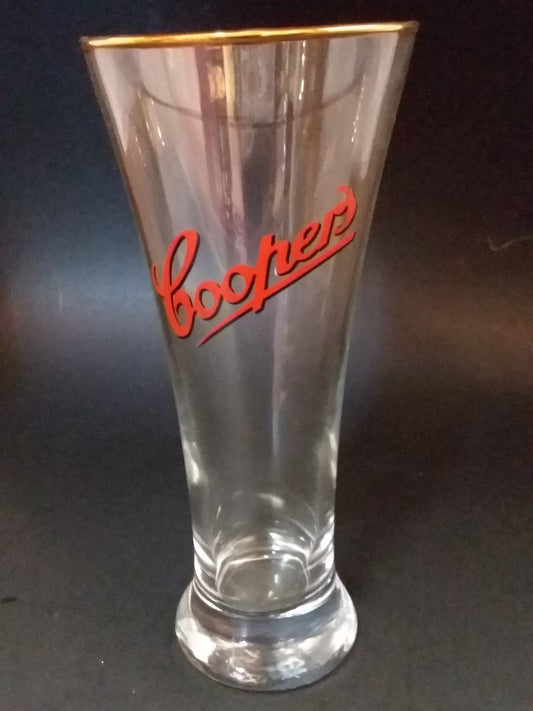 Cooper's Beer Glass - w/certificate from Gold rim 7''