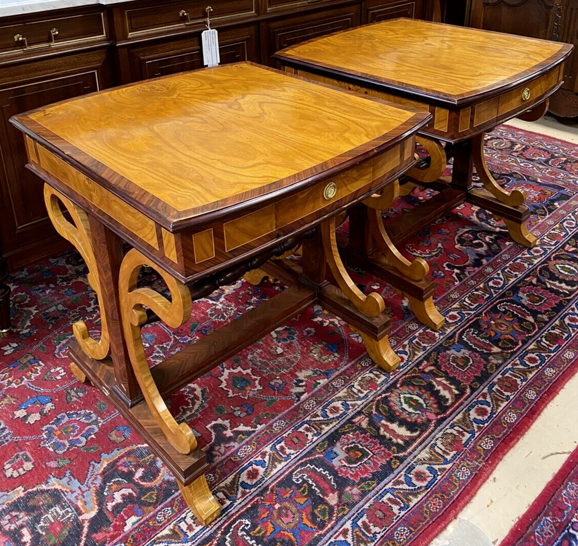 PAIR of ANTIQUE BIEDERMEIER STYLE SINGLE DRAWER SIDE END SOFA TABLES