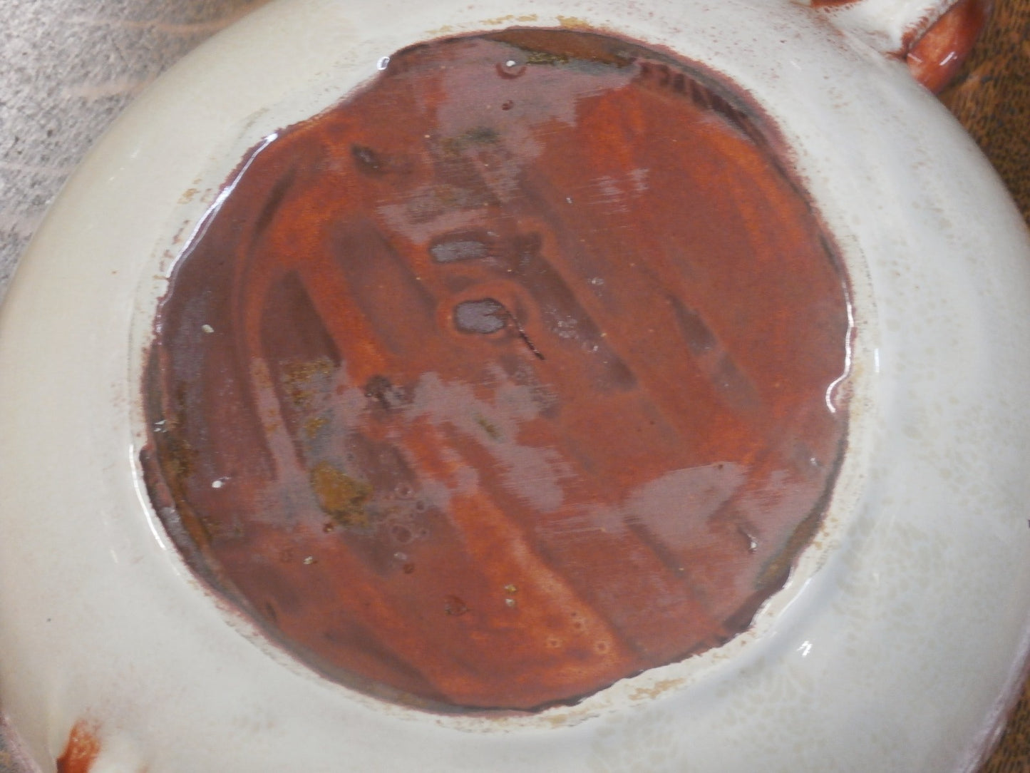 French Vallauris  terracotta 2 handled 12"  bowl handmade perfect centerpiece