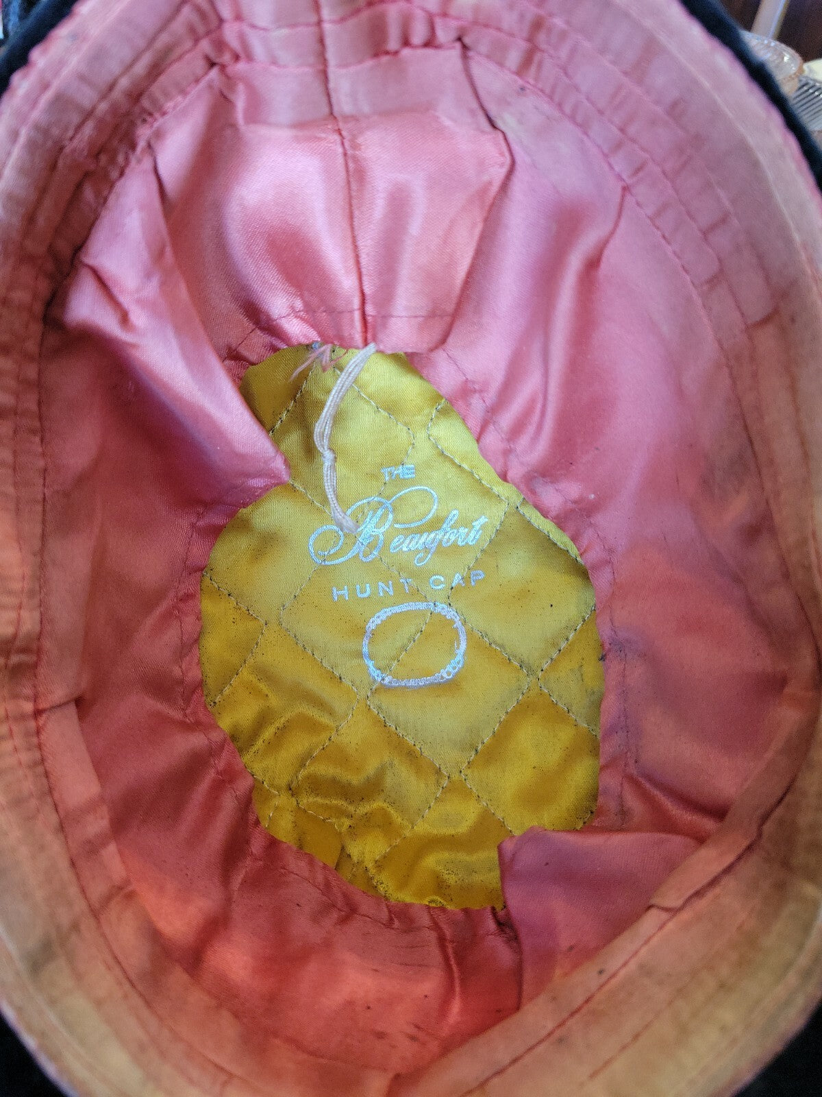 Beaufort Equestrian Hunt Cap Black Velour Horse Riding Helmet Vintage England