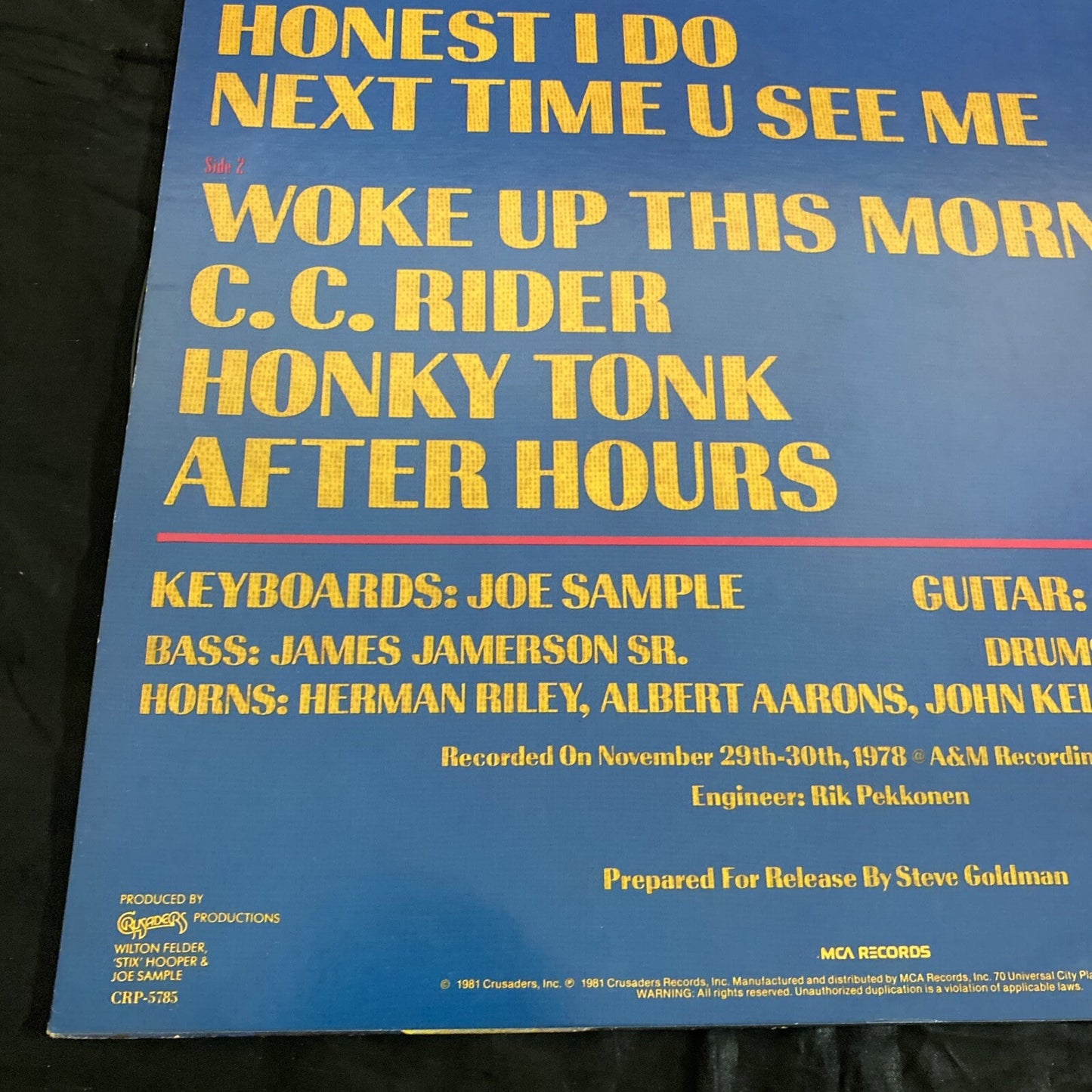 STAMPED RADIO PROMO Joe Sample David T Walker Swing Street Cafe LP 1981