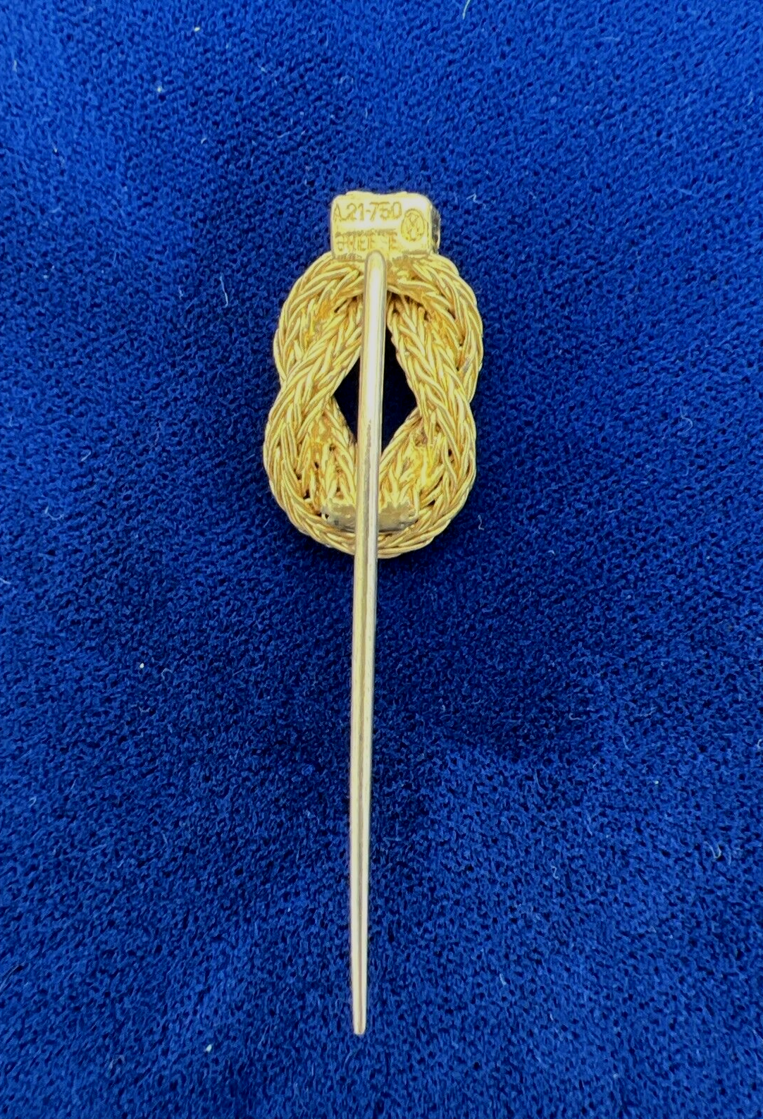 Rare Lalaounis 18k Gold Hercules Knot Stick Pin marked Greece 750, 4.14g TESTED