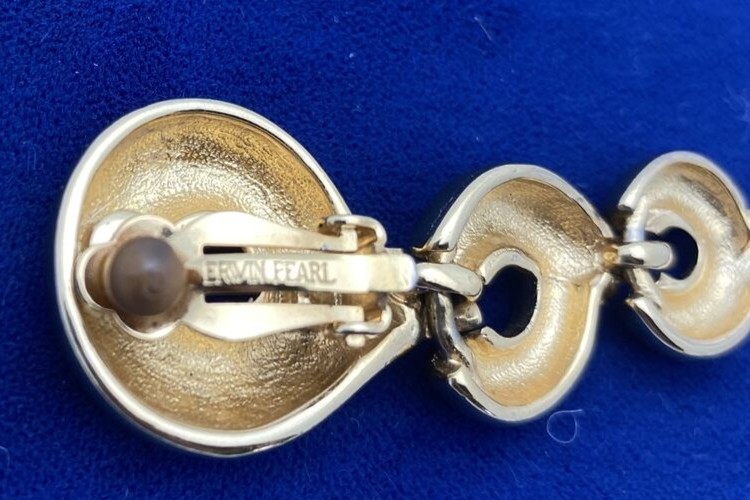 Erwin Pearl Gold Dangle Clip on Earrings