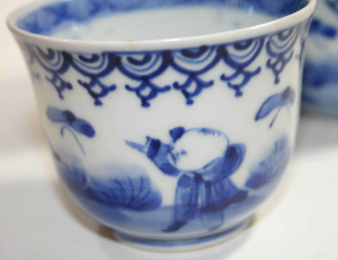 SET OF 3 VINTAGE BLUE & WHITE SAKI CUPS