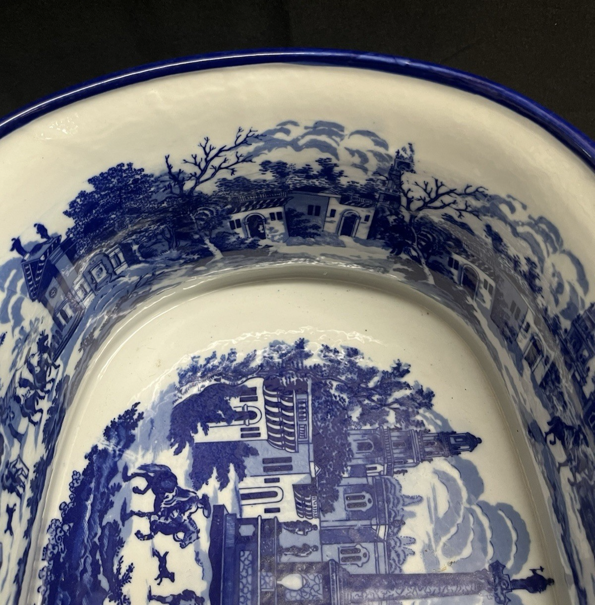 Victoria Ware Ironstone Chinoiserie Blue & White Porcelain Foot Bath 18" PB3