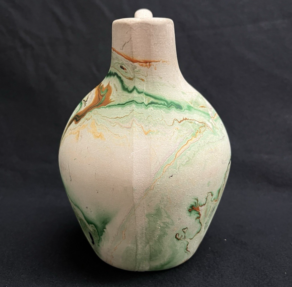 Signed Nemadji Pottery Southwestern Double Spout Wedding Vase Jug 6.25"