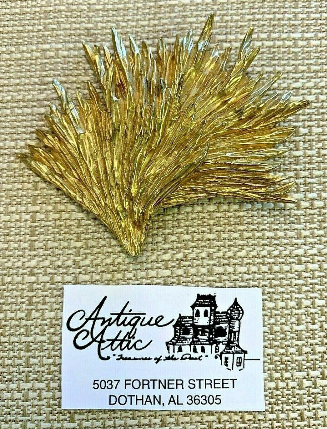 Signed Ledo Gold Large Abstract Avant Garde MCM 1950's Vintage Brooch  Pin