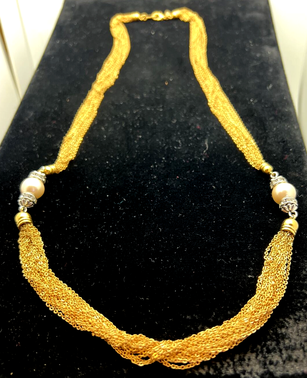 Vintage Necklace, Multi Strand, Faux Pearls with Rhinestones, PARK LANE