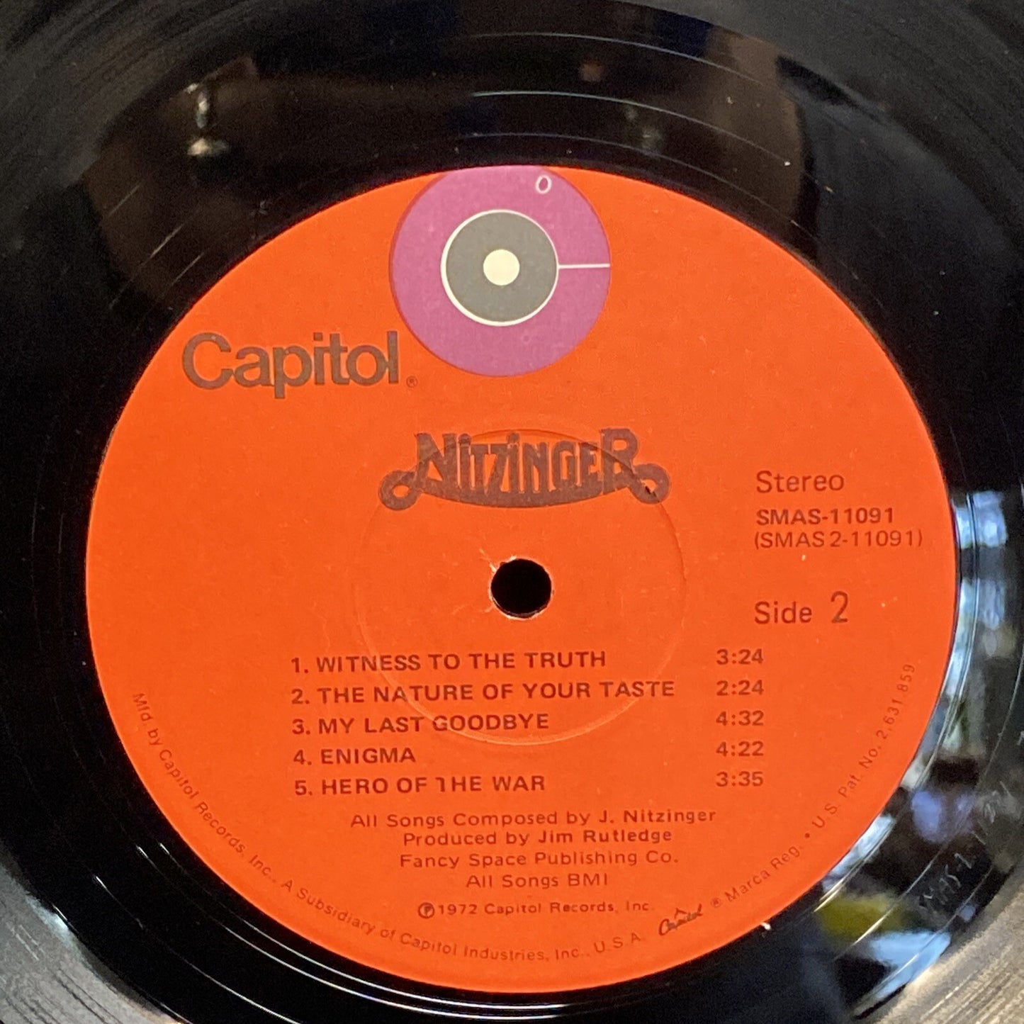 NITZINGER Self Titled CAPITOL SMAS-11091 LP Textured Gatefold