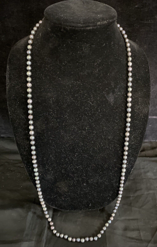 Cultured Tahitian Black South Sea Pearl Necklace, 36in, 14k gold clasp, 6.5mm