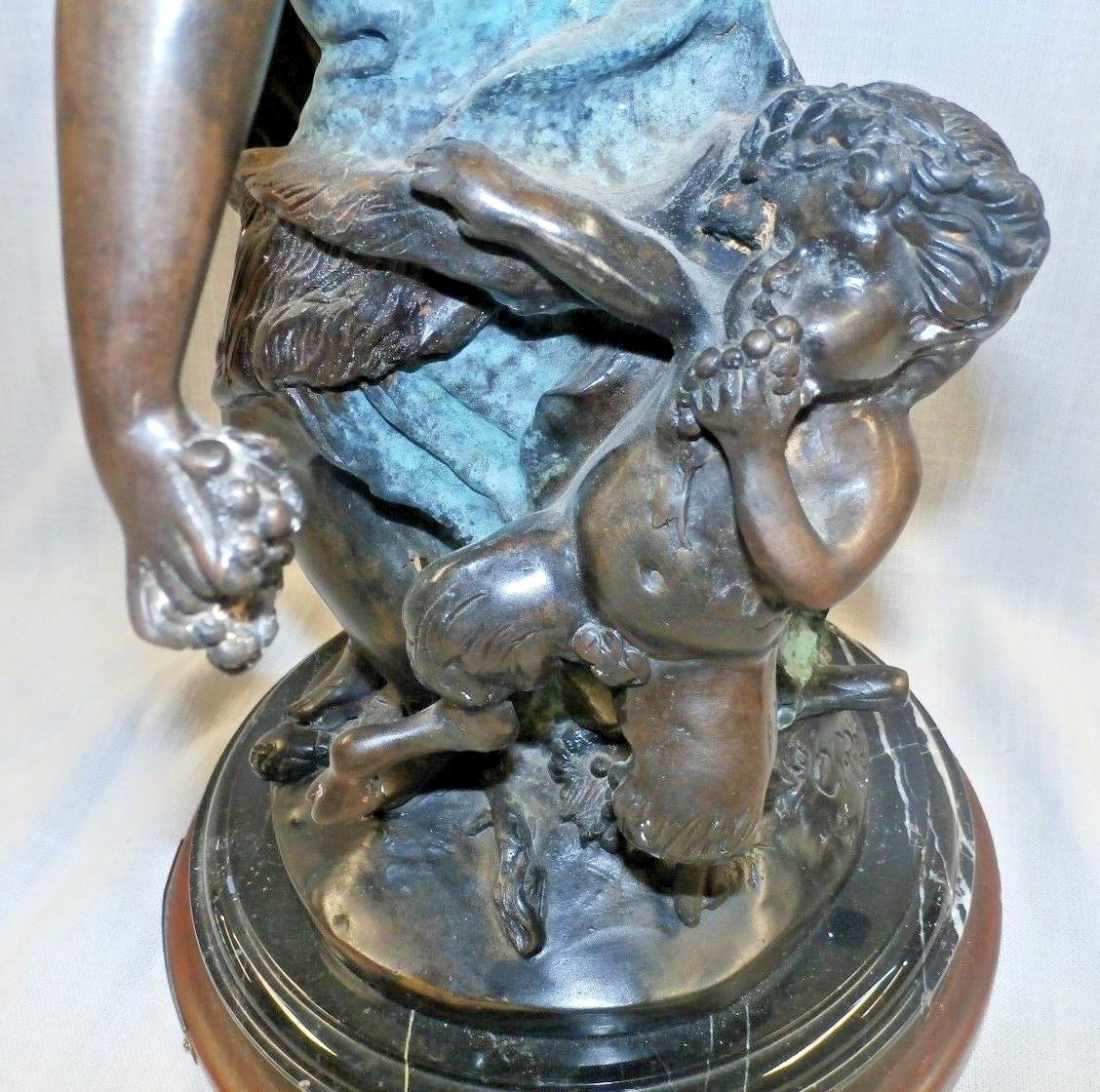 Bronze Bacchanalia Statue Clodion 2 Women Dancers Celebrating Wine Tambourine