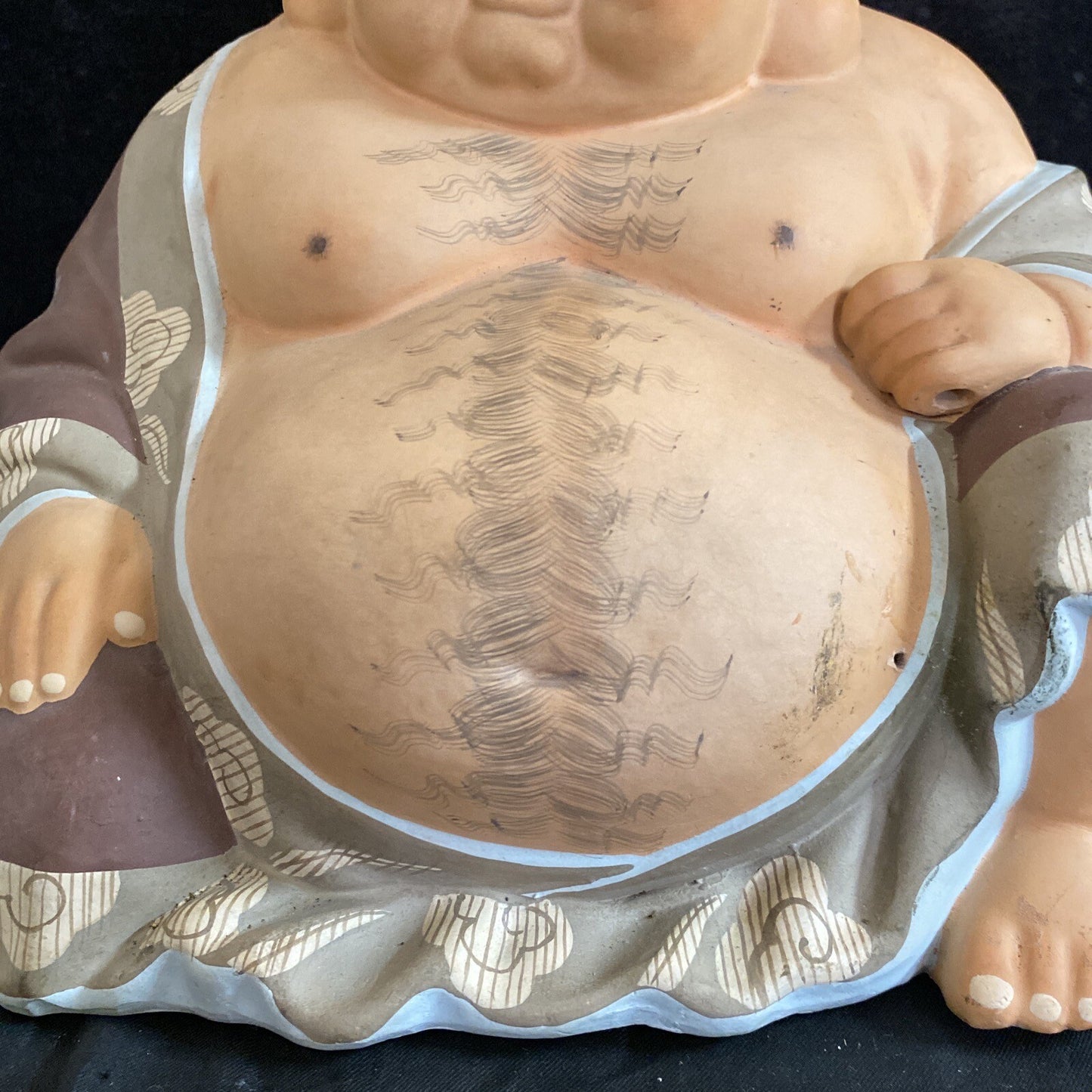 VTG Hakata Mimasu Doll Japan Large 12" Hand Painted Clay Buddha