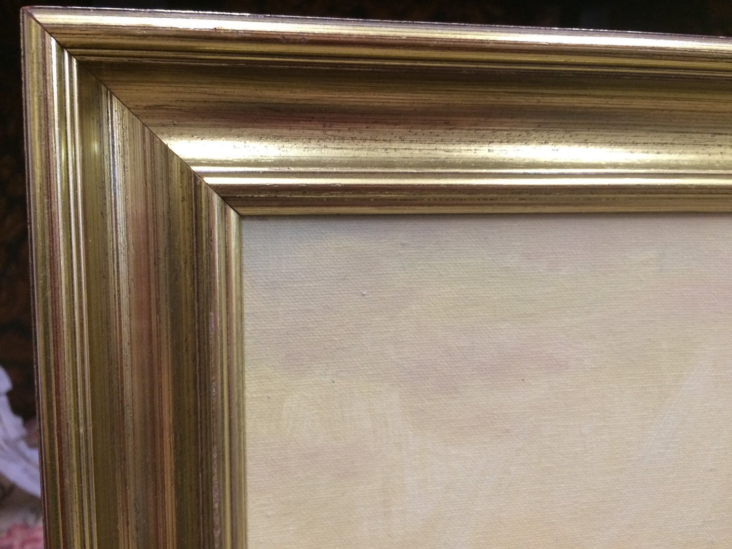 Vtg Oil Painting on Canvas Boats Ships in Harbor Signed Continental  W27" x  23"