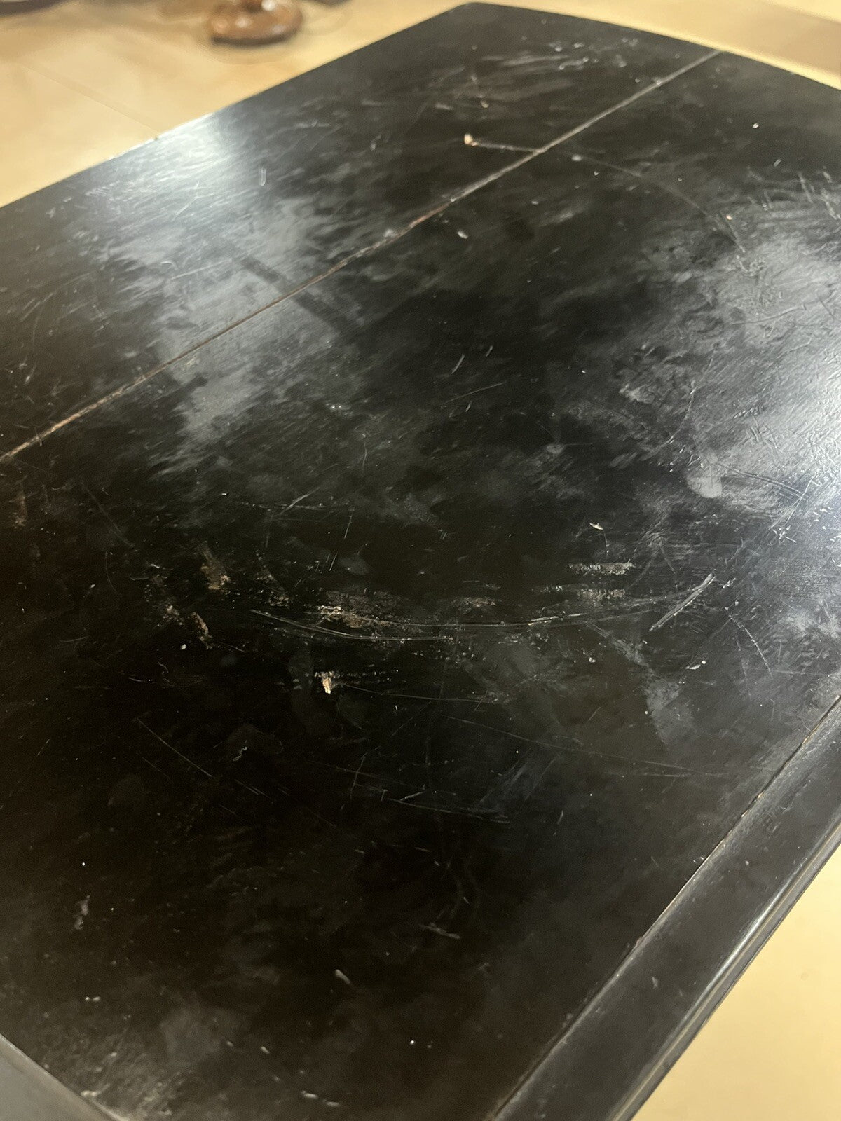 Antique Ebonized Black Wood Pedestal Plant Stand 2 Cranes FS16