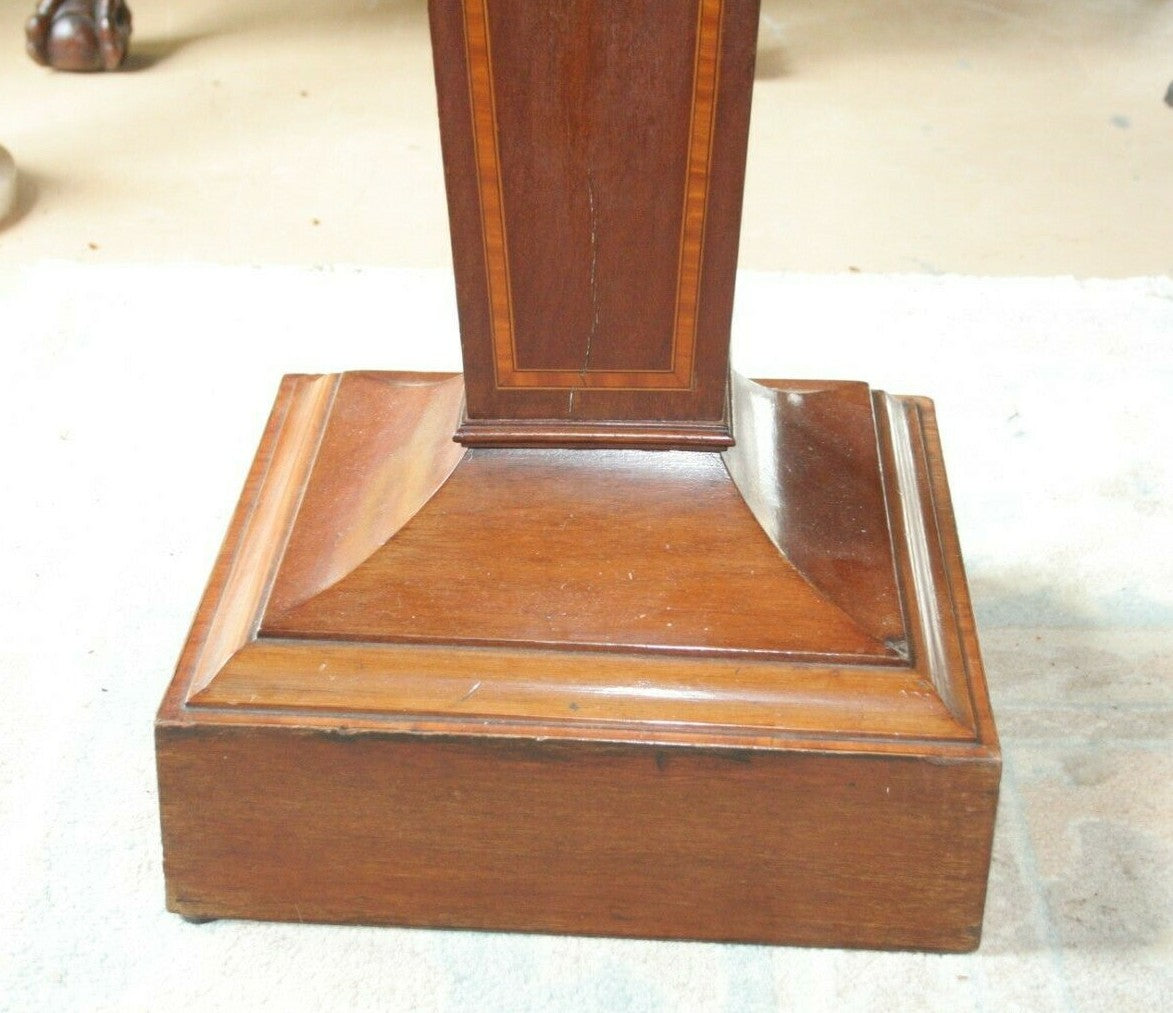 Antique Walnut French Pedestal Display Inlaid H 47" x 13.5" Square Top