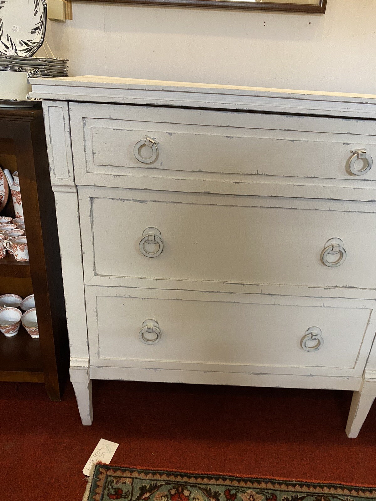 White Painted Louis XVI Style Polychromed Dresser Sideboard Chest