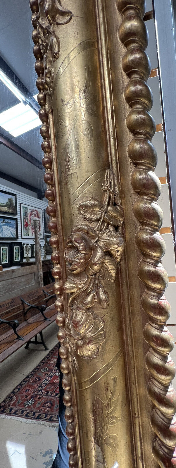 83" High ANTIQUE FRENCH LOUIS PHILIPPE PERIOD GILT GOLD WOOD MIRROR