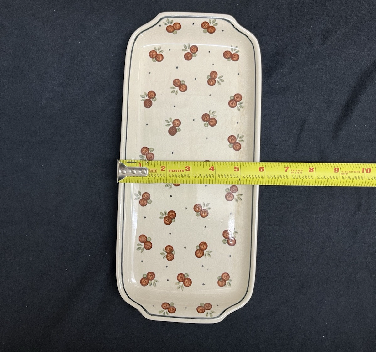 Boleslawiec Polish Pottery Bread Tray, Wild Cherry Pattern, 12.5 in