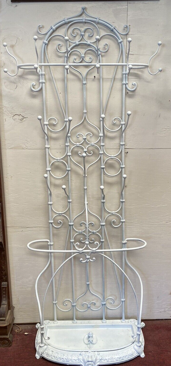 Antique French Victorian Cast Iron Umbrella Stand Hat Coat Rack Hall Tree