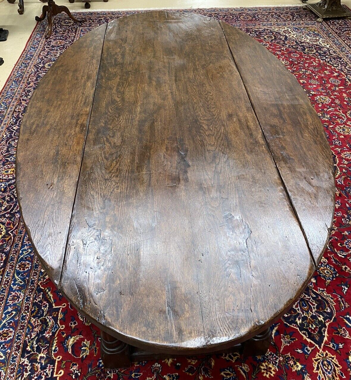 ANTIQUE 19th CENTURY ENGLISH OAK OVAL GATE LEG DROP LEAF DINING TABLE