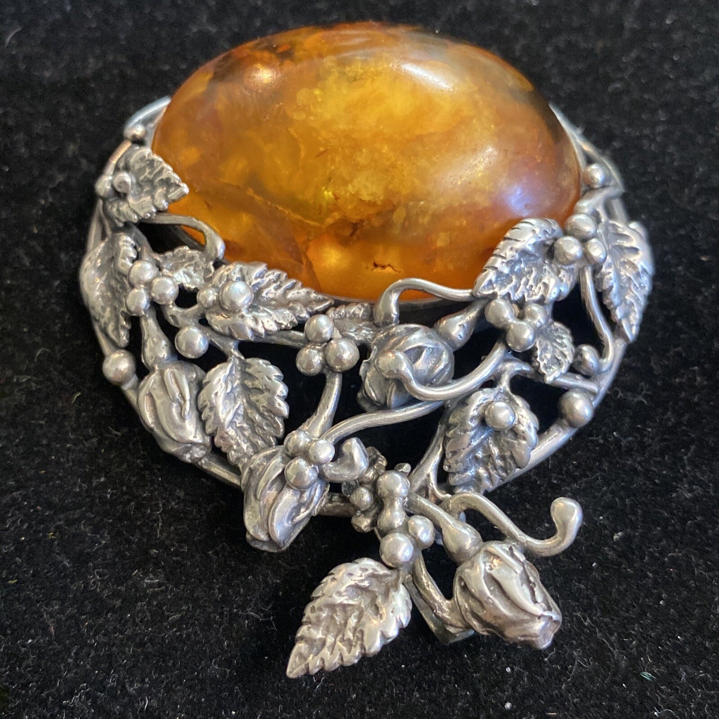 Prehistoric Authentic Baltic Amber & Sterling Silver 3" Pendant Handcrafted 61g