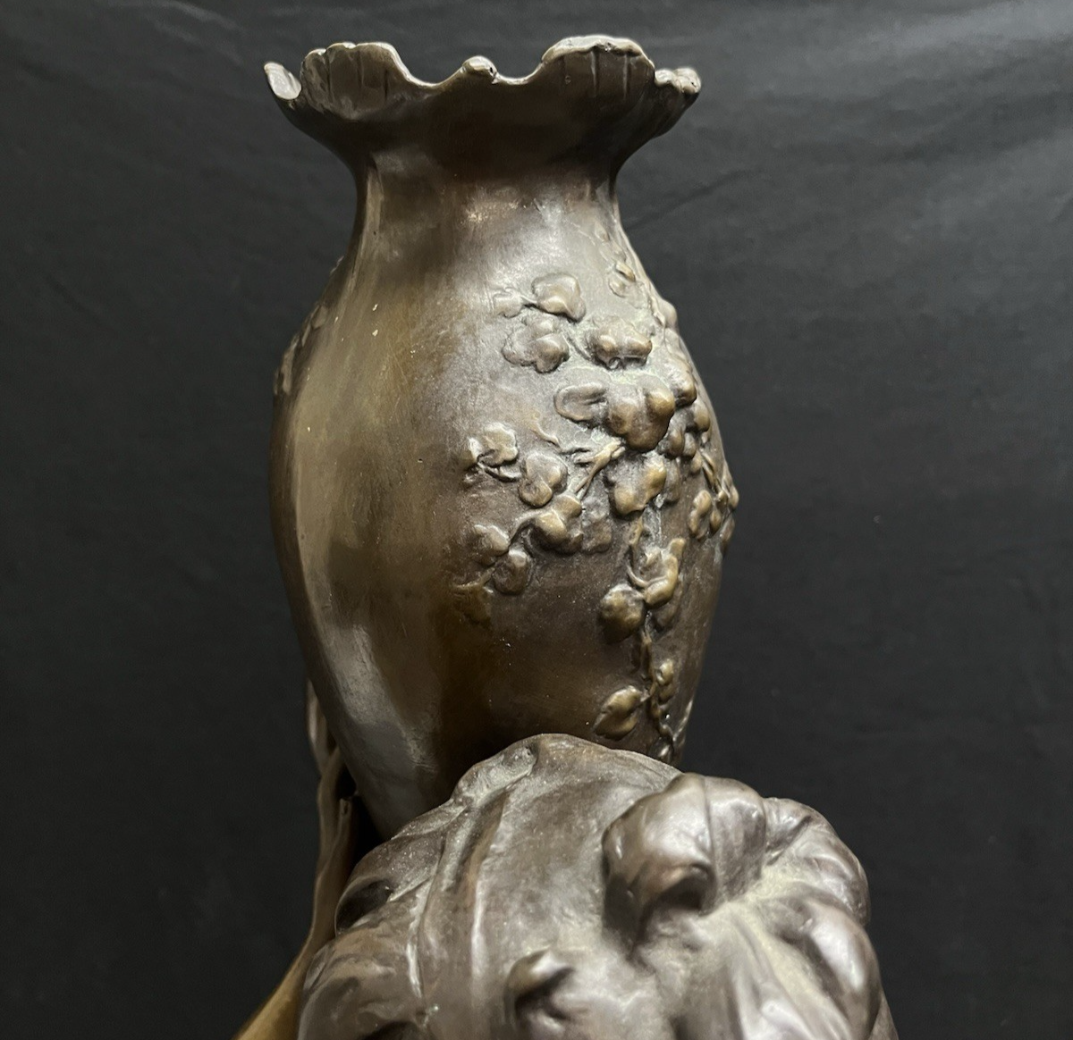 PB1 Auguste Moreau Large Bronze "Woman with Vessel" Statue w/ Marble Base 36"