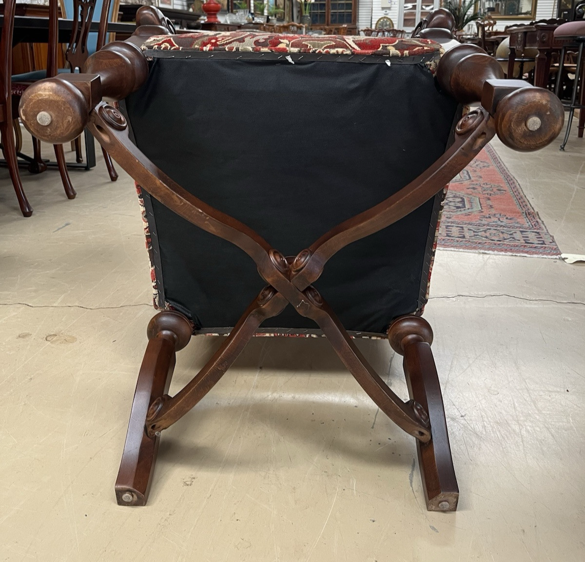 Pair French style  Armchairs  wood carved new upholstery w 2 pillows CL7