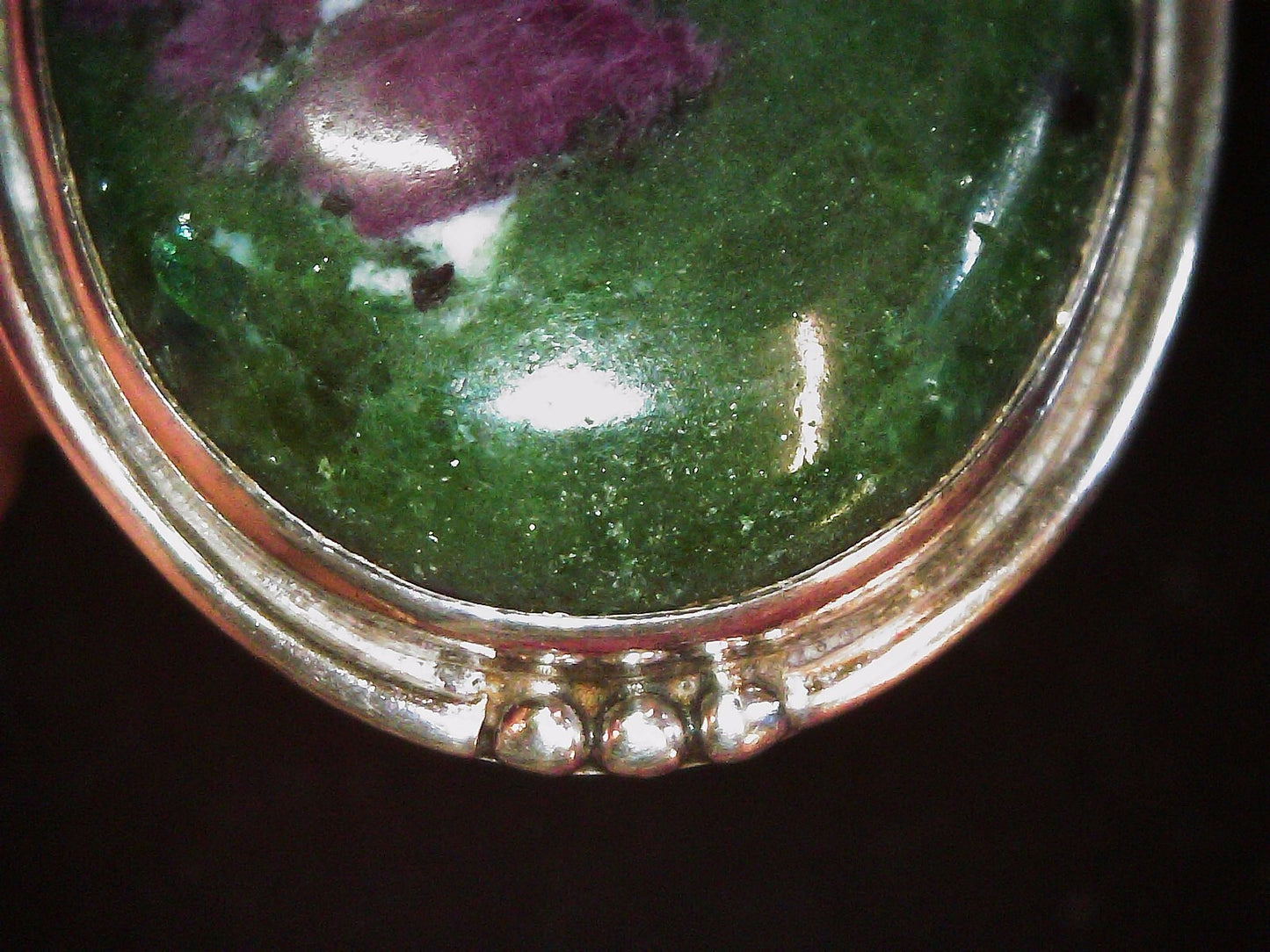 925 Sterling Silver Large Ruby Zoisite & Garnet Gemstone Pendant 20.6g