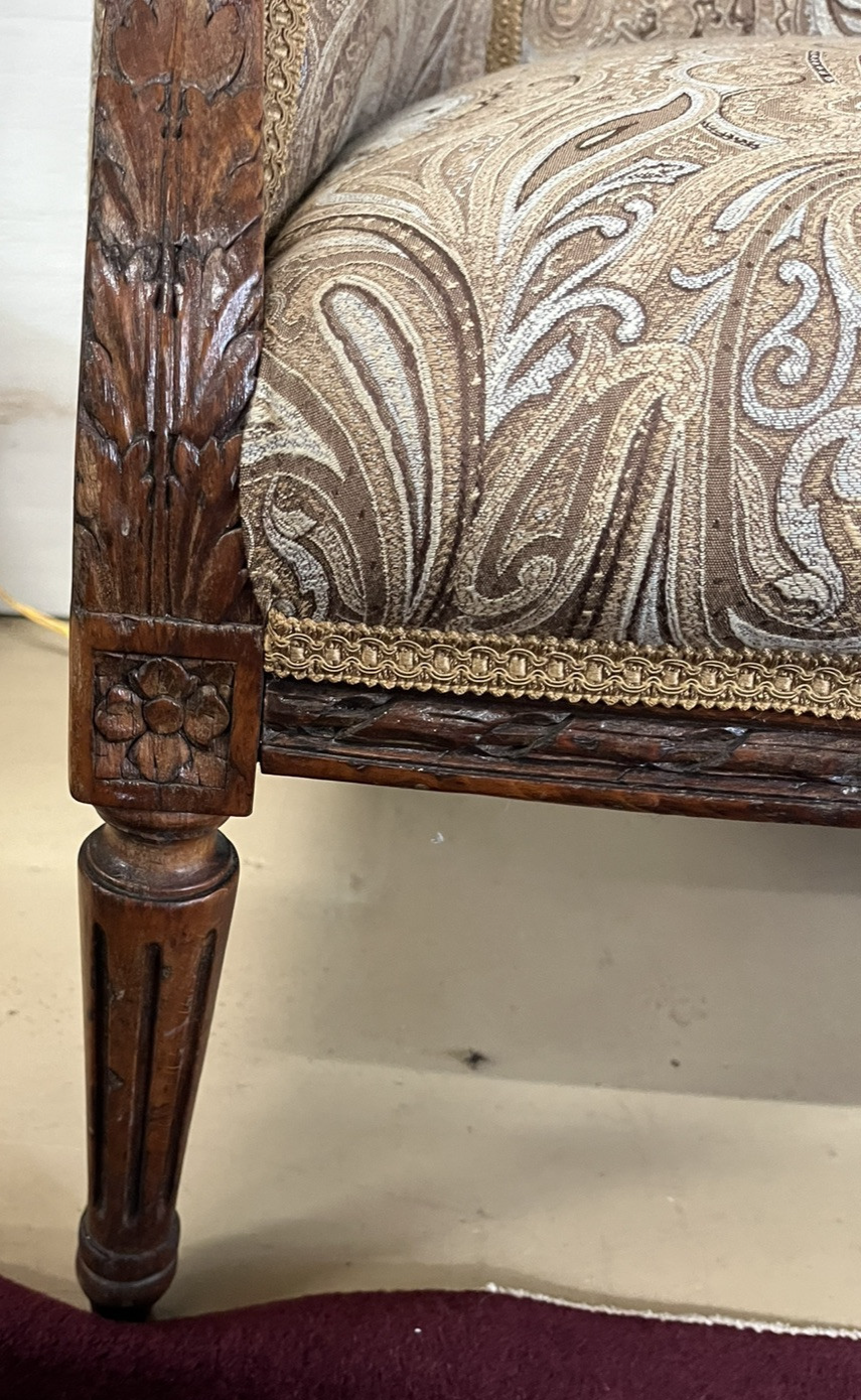 Antique French Walnut Louis XVI Settee Sofa Couch Love seat