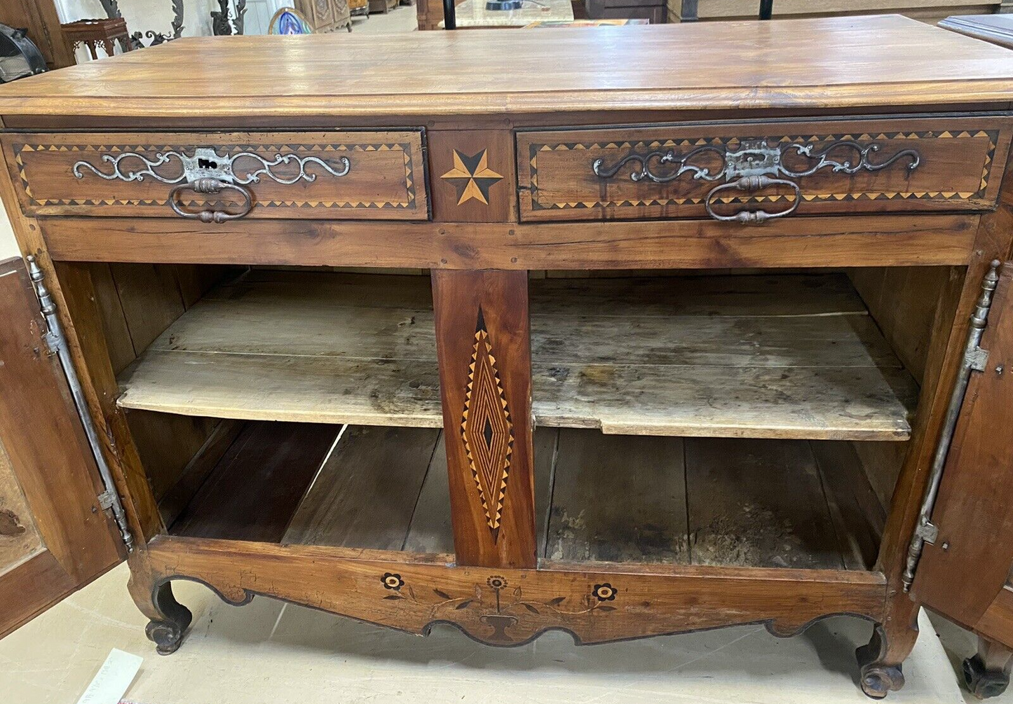 Antique 19th C Inlaid French Burled Walnut Louis XV Commode Cabinet Chest