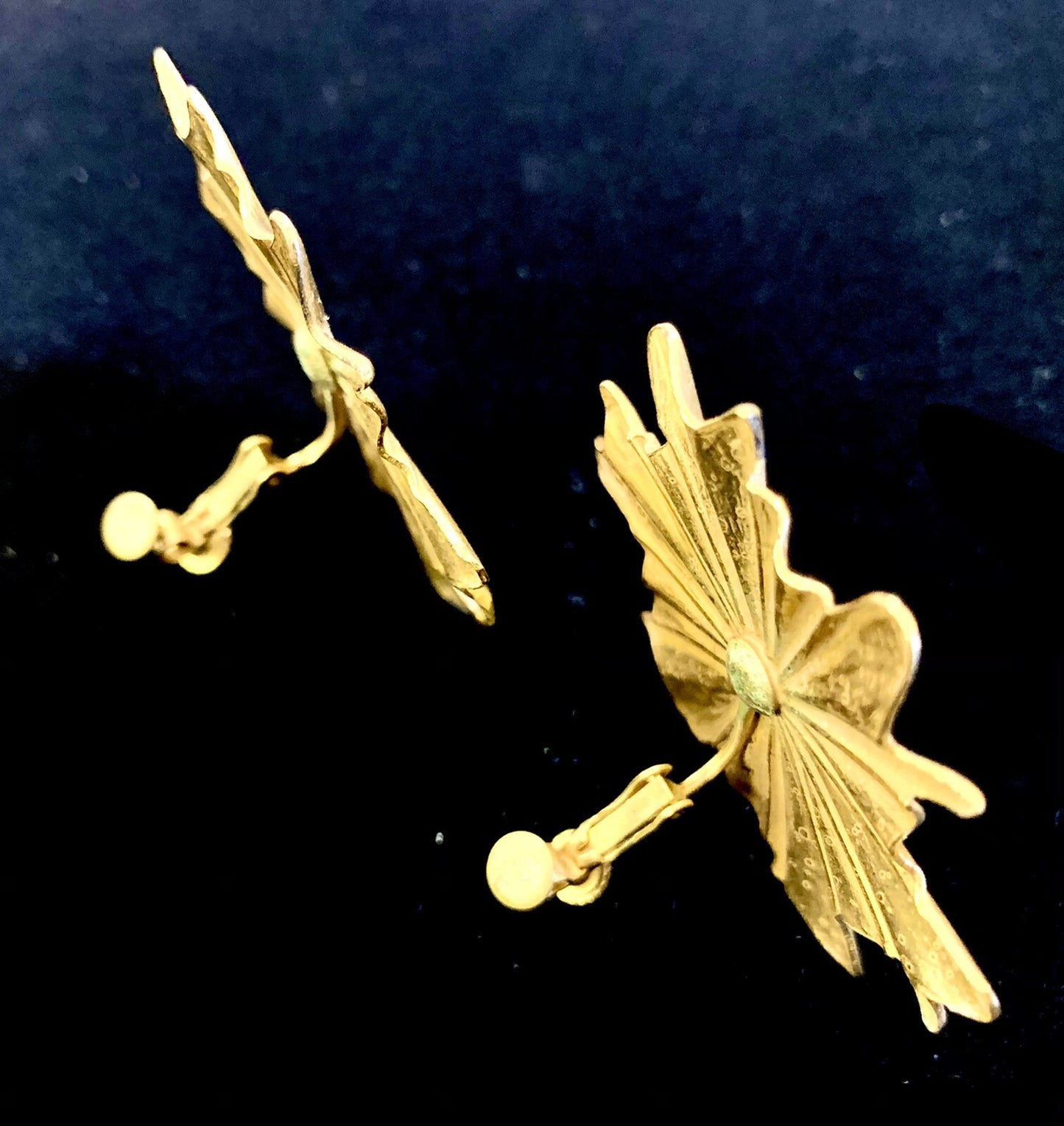 Miriam Haskell Signed Earrings Large 2" Gold Starburst Screw Back Clip MCM 60's