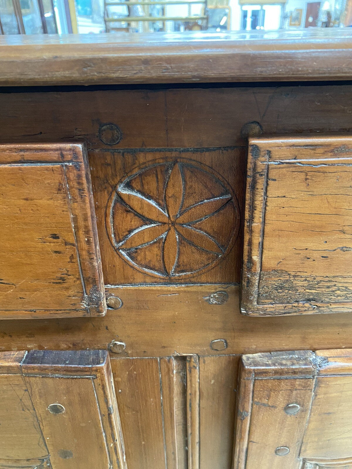 Antique French Farmhouse Louis XV Carved Cherry Chest Sideboard Commode 19C A6