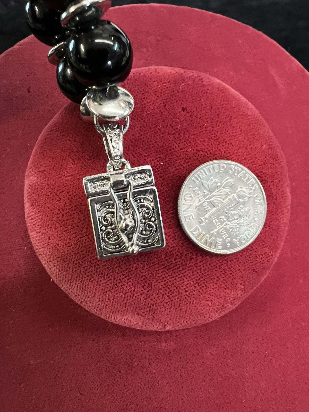 Prayer Box Bracelet Black Silver New Stretch Alexa's Angels Women