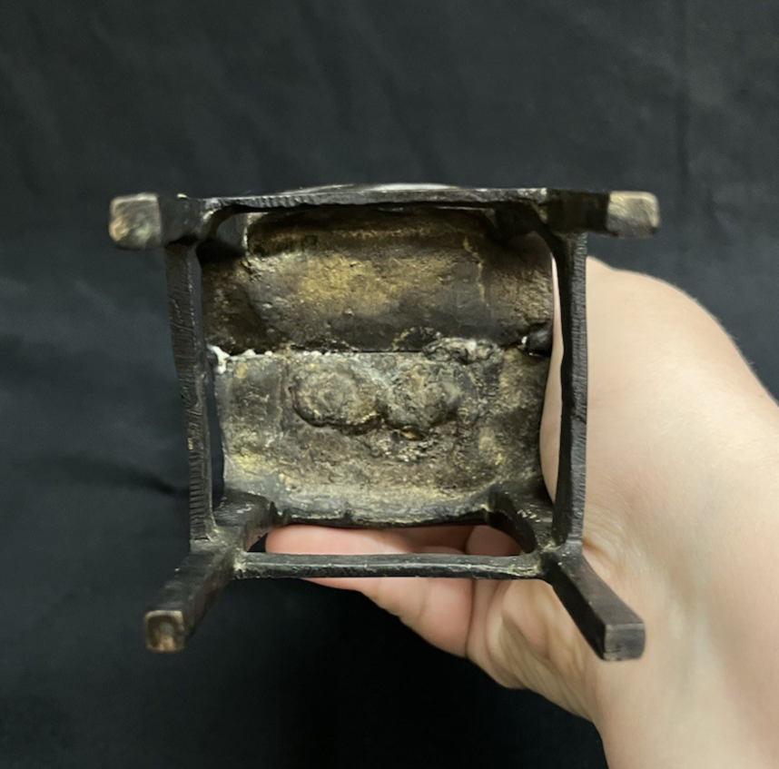 Antique After Juan Clara Bronze Sculpture Girl on Chair w/ One Shoe 11.5"