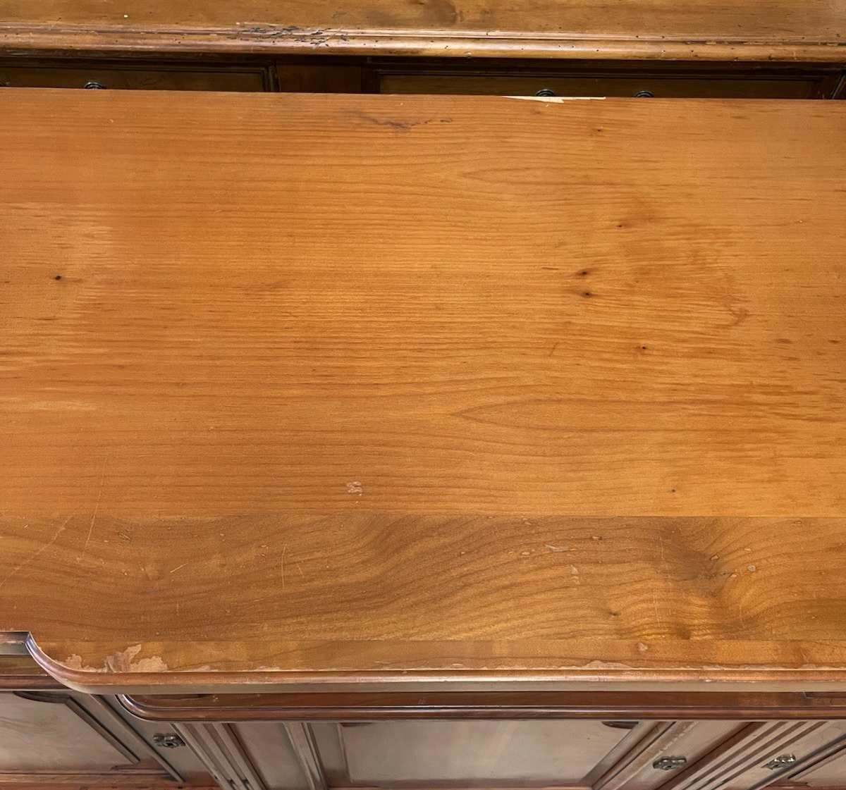 LOUIS XVI STYLE FRUITWOOD BREAKFRONT SIDEBOARD 86.5"