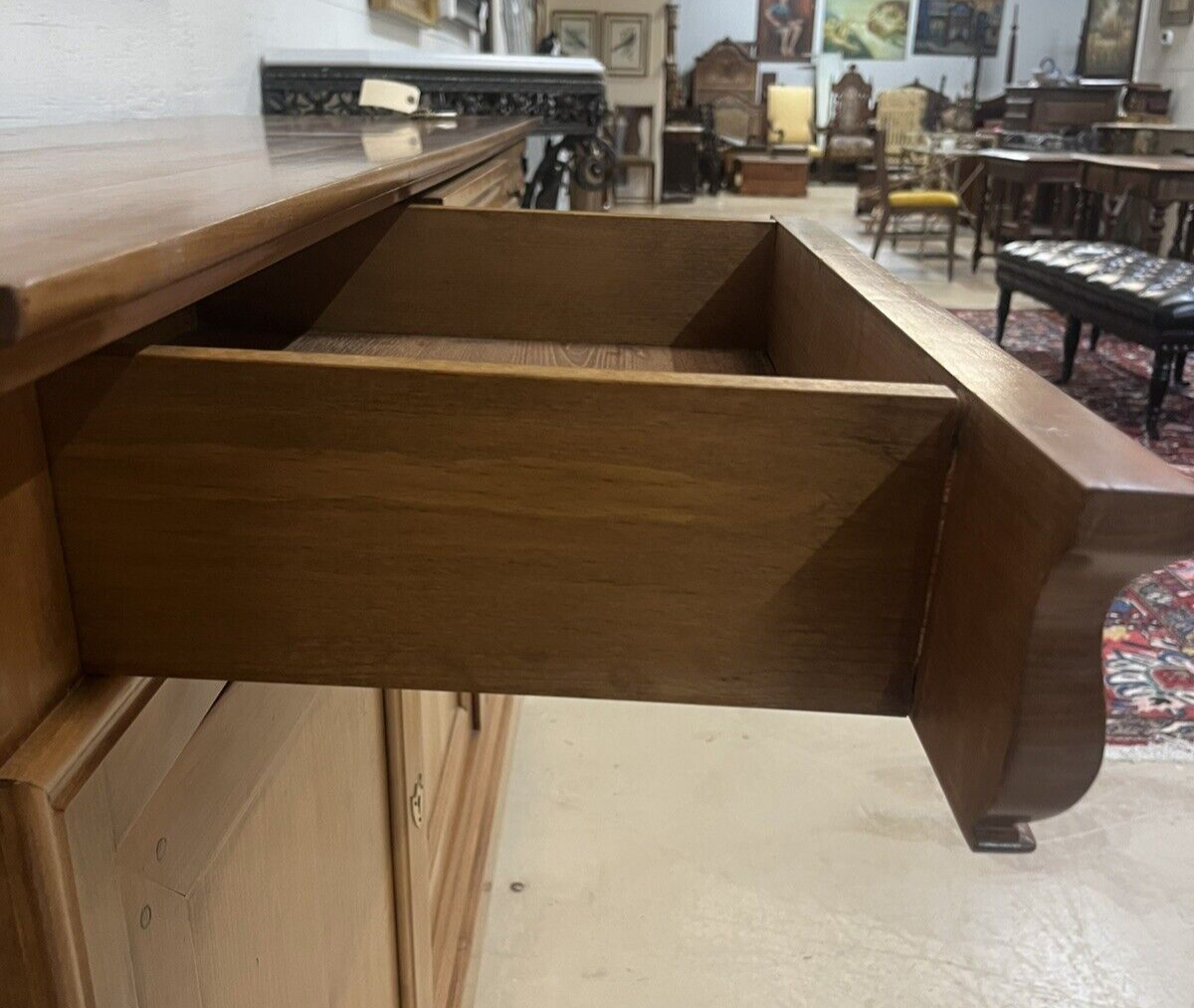 French Louis Philippe Blonde Three Door Sideboard Buffet Server Enfilade 78"W