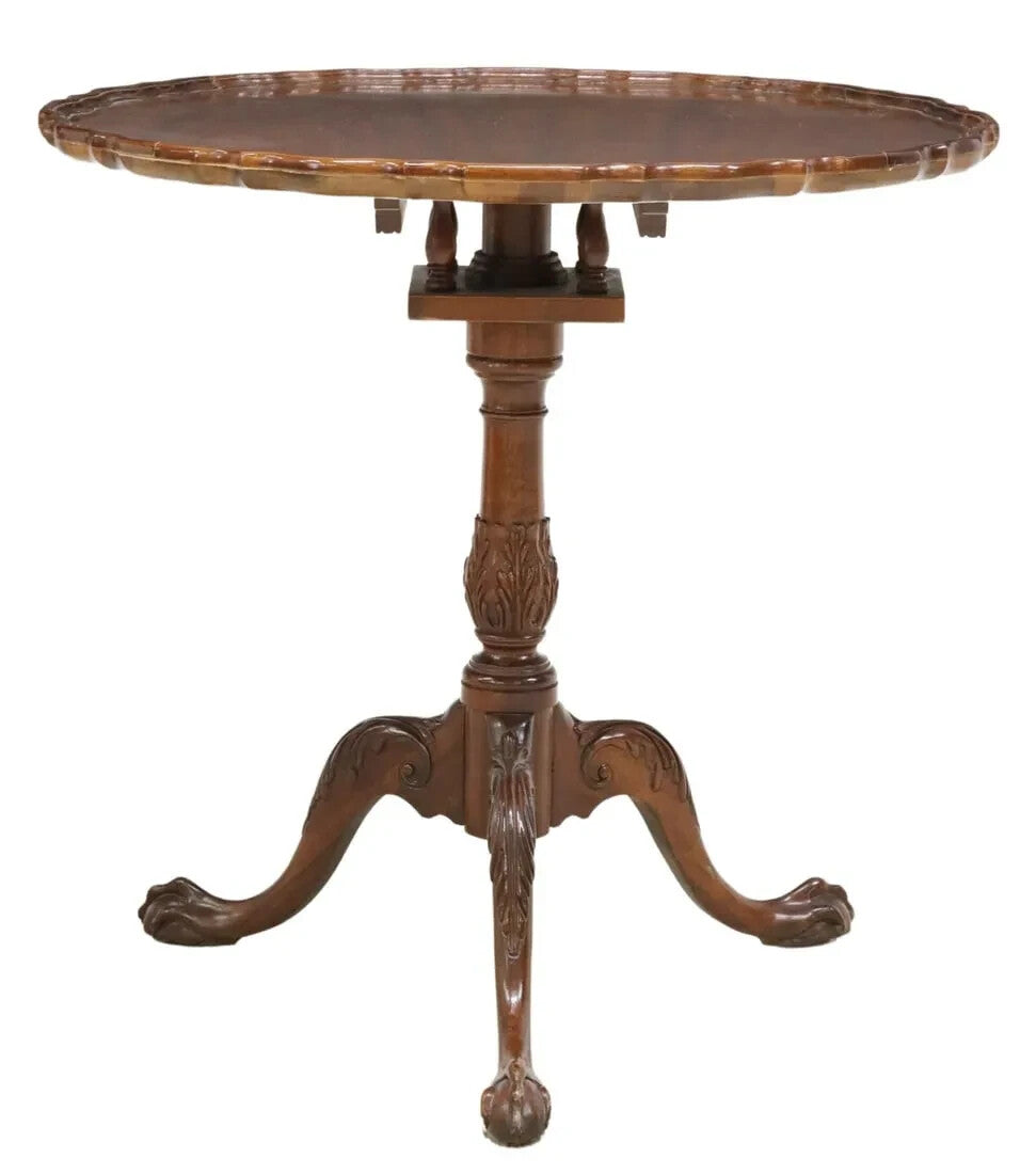 BAKER MAHOGANY PIE-CRUST TILT-TOP TRIPOD TEA TABLE BIRDCAGE