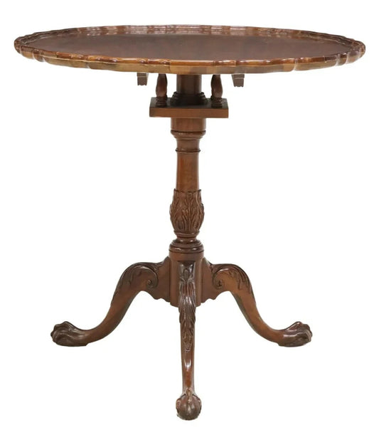 BAKER MAHOGANY PIE-CRUST TILT-TOP TRIPOD TEA TABLE BIRDCAGE